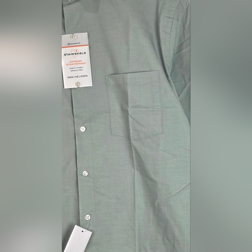 $60 Van Heusen Mens Classic Regular-Fit Stain Shield Stretch Shirt - Picture 4 of 7